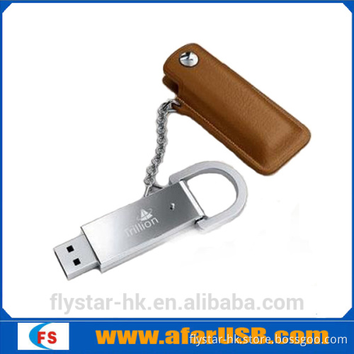 32gb leather sheath metal usb flash drive with key ring